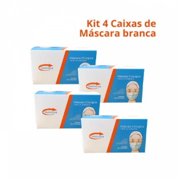 imagem MÁSCARA BRANCA - Kit 4 Caixas de Máscara Tripla Descartável com Filtro Com ELÁSTICO - 200 un.