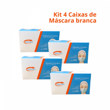 imagem Máscara Cirúrgica BRANCA - Kit 4 Caixas de Máscara Tripla Descartável com Filtro e Elástico - 200 un.