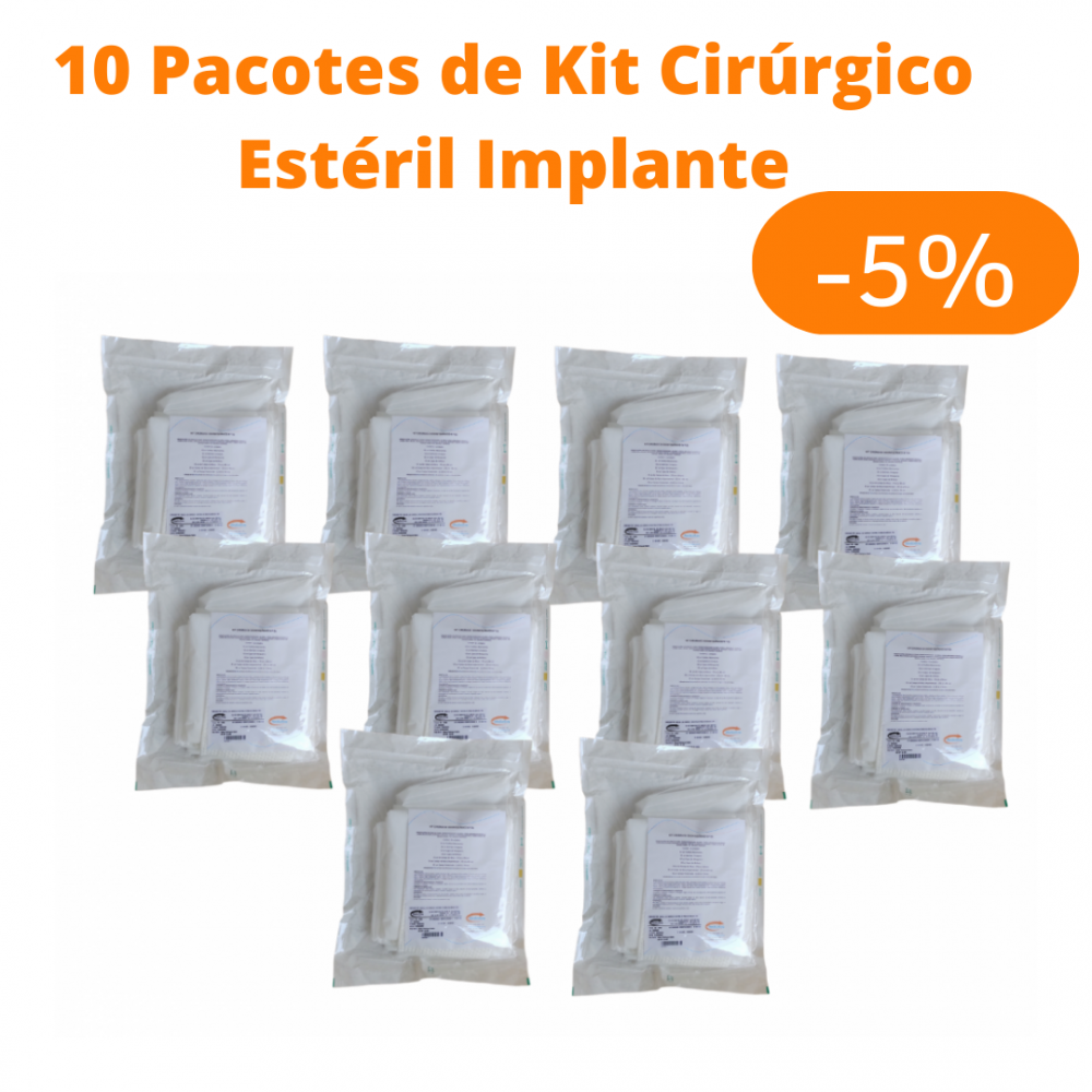 imagem 10 PACOTES KIT CIRÚRGICO ESTÉRIL IMPLANTE 30 GR