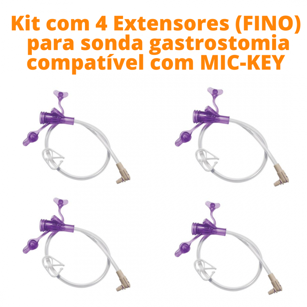 Imagem do produto Kit com 4 Extensores (FINO) para sonda gastrostomia compatível com  MIC-KEY Cód. 8-1255