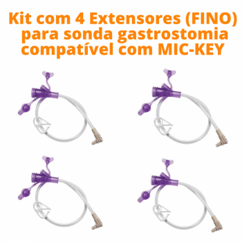 imagem Kit com 4 Extensores (FINO) para sonda gastrostomia compatível com  MIC-KEY Cód. 8-1255