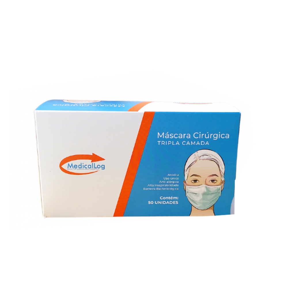 imagem Máscara Cirúrgica - Máscara Tripla Descartável com Elástico e Clipe Nasal - 50 un.